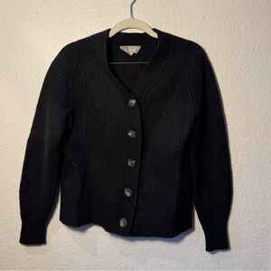 EVERLANE Black 100% Wool Button Front Cropped Cardigan Women’s Size XS